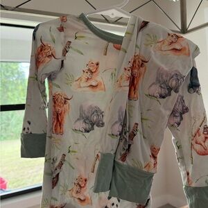 Kids Safari Animal Pajama Set - Green